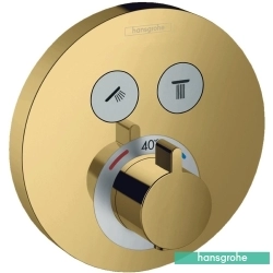 Hansgrohe - Hansgrohe ShowerSelect S Ankastre Termostatik Banyo Bataryası, 2 Çıkışlı, Parlak Altın (Sıva Üstü Grubu)
