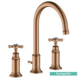Hansgrohe - Hansgrohe Axor Montreux 3 Delikli Lavabo Bataryası, Sifon Kumandalı, Mat Bronz