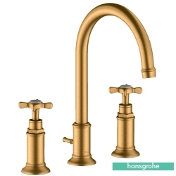 Hansgrohe - Hansgrohe Axor Montreux 3 Delikli Lavabo Bataryası, Sifon Kumandalı, Mat Altın