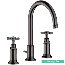 Hansgrohe - Hansgrohe Axor Montreux 3 Delikli Lavabo Bataryası, Sifon Kumandalı, Parlak Siyah Krom