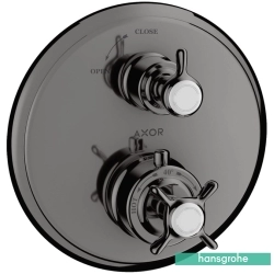 Hansgrohe - Hansgrohe Axor Montreux Ankastre Termostatik Duş Bataryası, Parlak Siyah Krom (Sıva Üstü Grubu)