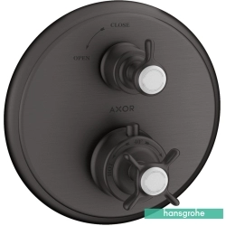 Hansgrohe - Hansgrohe Axor Montreux Ankastre Termostatik Duş Bataryası, Mat Siyah Krom (Sıva Üstü Grubu)