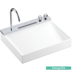 Hansgrohe - Hansgrohe Avalegra AquaUnit 580/475 Entegre Batarya Banklı Tezgah Üstü Lavabo, 58 cm (Entegre Lavabo Bataryası ve Duş Spreyi Dahil)