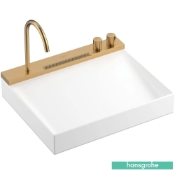 Hansgrohe - Hansgrohe Avalegra AquaUnit 580/475 Entegre Batarya Banklı Tezgah Üstü Lavabo, 58 cm (Mat Bronz Entegre Lavabo Bataryası ve Duş Spreyi Dahil)