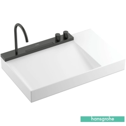 Hansgrohe - Hansgrohe Avalegra AquaUnit 780/475 Entegre Batarya Banklı Etajerli Lavabo, 78 cm (Mat Siyah Krom Entegre Lavabo Bataryası ve Duş Spreyi Dahil)