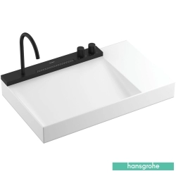 Hansgrohe - Hansgrohe Avalegra AquaUnit 780/475 Entegre Batarya Banklı Etajerli Lavabo, 78 cm (Satin Siyah Entegre Lavabo Bataryası ve Duş Spreyi Dahil)