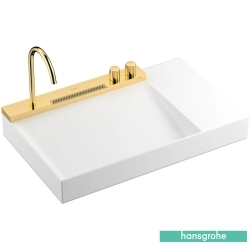 Hansgrohe - Hansgrohe Avalegra AquaUnit 780/475 Entegre Batarya Banklı Etajerli Lavabo, 78 cm (Parlak Altın Entegre Lavabo Bataryası ve Duş Spreyi Dahil)