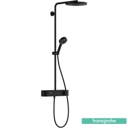 Hansgrohe - Hansgrohe Pulsify S 260 Termostatik Duş Bataryalı Duş Kolonu, Satin Siyah (Yuvarlak Tepe Duşlu)