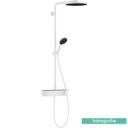 Hansgrohe - Hansgrohe Pulsify S 260 Termostatik Duş Bataryalı Duş Kolonu, Satin Beyaz (Yuvarlak Tepe Duşlu)