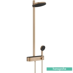 Hansgrohe - Hansgrohe Pulsify S 260 2 Jet Termostatik Banyo Bataryalı Duş Kolonu, Mat Bronz (Yuvarlak Tepe Duşlu)