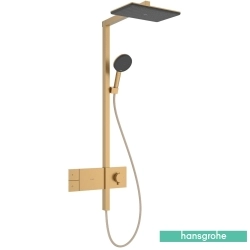 Hansgrohe - Hansgrohe Raindance Alive Q 210 1 Jet Termostatik Banyo Bataryalı Duş Kolonu, EcoSmart Özellikli, Mat Bronz (Dikdörtgen Tepe Duşlu)