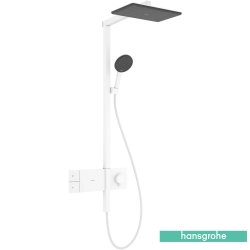 Hansgrohe - Hansgrohe Raindance Alive Q 210 1 Jet Termostatik Banyo Bataryalı Duş Kolonu, EcoSmart Özellikli, Satin Beyaz (Dikdörtgen Tepe Duşlu)
