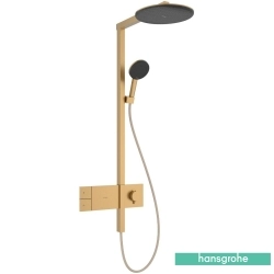 Hansgrohe - Hansgrohe Raindance Alive S 300 1 Jet Termostatik Banyo Bataryalı Duş Kolonu, EcoSmart Özellikli, Mat Bronz (Yuvarlak Tepe Duşlu)