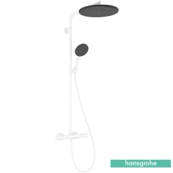 Hansgrohe - Hansgrohe Raindance Alive S Pro 300 1 Jet Termostatik Duş Bataryalı Duş Kolonu, EcoSmart Özellikli, Satin Beyaz (Yuvarlak Tepe Duşlu)