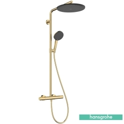 Hansgrohe - Hansgrohe Raindance Alive S Pro 300 1 Jet Termostatik Duş Bataryalı Duş Kolonu, EcoSmart Özellikli, Parlak Altın (Yuvarlak Tepe Duşlu)