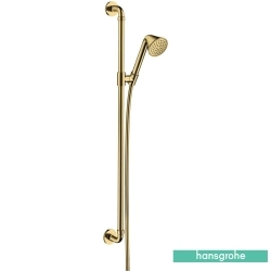 Hansgrohe - Hansgrohe Axor Showers/Front 92 Sürgülü Duş Seti (Tek Akışlı) EcoSmart Özellikli, Parlak Altın