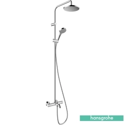 Hansgrohe - Hansgrohe Vernis Blend 200 1 Jet Termostatik Banyo Bataryalı Duş Kolonu, EcoSmart Özellikli (Yuvarlak Tepe Duşlu)