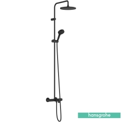 Hansgrohe - Hansgrohe Vernis Blend 240 1 Jet Termostatik Banyo Bataryalı Duş Kolonu, Satin Siyah (Yuvarlak Tepe Duşlu)