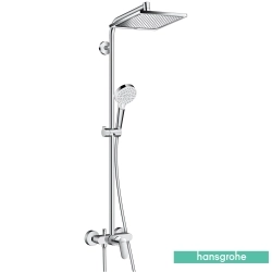 Hansgrohe - Hansgrohe Crometta E 240 1 Jet Duş Bataryalı Duş Kolonu (Kare Tepe Duşlu)