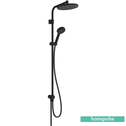 Hansgrohe - Hansgrohe Activera S 240 1 Jet Duş Kolonu, EcoSmart Özellikli, Satin Siyah (Yuvarlak Tepe Duşlu)