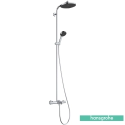 Hansgrohe - Hansgrohe Activera S 240 1 Jet Termostatik Banyo Bataryalı Duş Kolonu, EcoSmart Özellikli (Yuvarlak Tepe Duşlu)