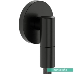 Hansgrohe - Hansgrohe FixFit Fine S Gönye Çıkış Dirseği-Çek Valfli, Mat Siyah Krom (Round)