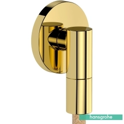 Hansgrohe - Hansgrohe FixFit Fine S Gönye Çıkış Dirseği-Çek Valfli, Parlak Altın (Round)