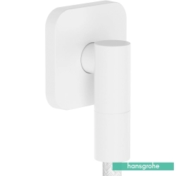 Hansgrohe - Hansgrohe FixFit Fine Q Gönye Çıkış Dirseği-Çek Valfli, Satin Beyaz (SoftSquare)