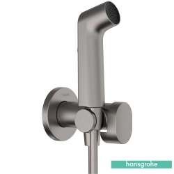 Hansgrohe - Hansgrohe Bidette Taharet Spreyi 28 1 Jet Duvardan Askılı Set, Mat Siyah Krom (EcoSmart, Tek Su Girişli, Round)
