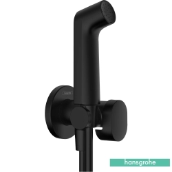 Hansgrohe - Hansgrohe Bidette Taharet Spreyi 28 1 Jet Duvardan Askılı Set, Satin Siyah (EcoSmart, Tek Su Girişli, Round)