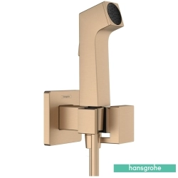 Hansgrohe - Hansgrohe Bidette Taharet Spreyi 28 1 Jet Duvardan Askılı Set, Mat Bronz (EcoSmart, Tek Su Girişli, SoftSquare)