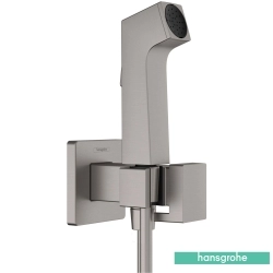 Hansgrohe - Hansgrohe Bidette Taharet Spreyi 28 1 Jet Duvardan Askılı Set, Mat Siyah Krom (EcoSmart, Tek Su Girişli, SoftSquare)