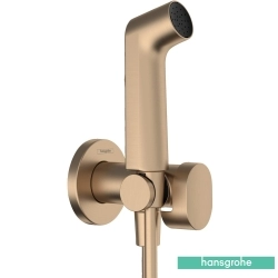 Hansgrohe - Hansgrohe Bidette Taharet Spreyi 28 1 Jet Duvardan Askılı Sıva Üstü Set, Mat Bronz (EcoSmart, Çift Su Girişli, Round)