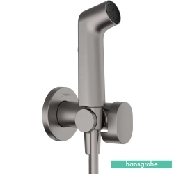 Hansgrohe - Hansgrohe Bidette Taharet Spreyi 28 1 Jet Duvardan Askılı Sıva Üstü Set, Mat Siyah Krom (EcoSmart, Çift Su Girişli, Round)