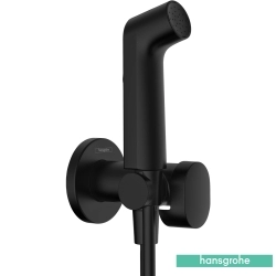 Hansgrohe - Hansgrohe Bidette Taharet Spreyi 28 1 Jet Duvardan Askılı Sıva Üstü Set, Satin Siyah (EcoSmart, Çift Su Girişli, Round)