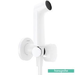 Hansgrohe - Hansgrohe Bidette Taharet Spreyi 28 1 Jet Duvardan Askılı Sıva Üstü Set, Satin Beyaz (EcoSmart, Çift Su Girişli, Round)