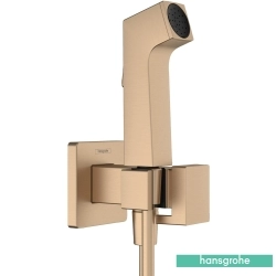 Hansgrohe - Hansgrohe Bidette Taharet Spreyi 28 1 Jet Duvardan Askılı Sıva Üstü Set, Mat Bronz (EcoSmart, Çift Su Girişli, Square)