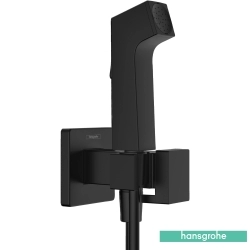 Hansgrohe - Hansgrohe Bidette Taharet Spreyi 28 1 Jet Duvardan Askılı Sıva Üstü Set, Satin Siyah (EcoSmart, Çift Su Girişli, Square)