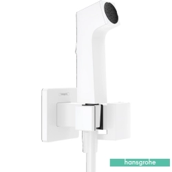 Hansgrohe - Hansgrohe Bidette Taharet Spreyi 28 1 Jet Duvardan Askılı Sıva Üstü Set, Satin Beyaz (EcoSmart, Çift Su Girişli, Square)