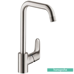 Hansgrohe - Hansgrohe Focus M41 Kuğu Borulu Eviye Bataryası, Paslanmaz Çelik