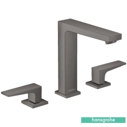 Hansgrohe - Hansgrohe Metropol 3 Delikli Lavabo Bataryası, Sifon Kumandalı (Yüksek), Mat Siyah Krom