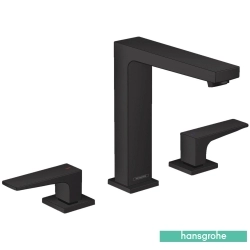 Hansgrohe - Hansgrohe Metropol 3 Delikli Lavabo Bataryası, Sifon Kumandalı (Yüksek), Satin Siyah