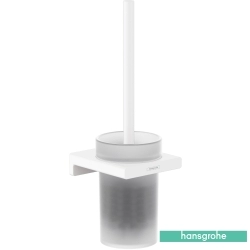 Hansgrohe - Hansgrohe AddStoris Tuvalet Fırçası, Duvara Monte, Cam Hazneli, Satin Beyaz