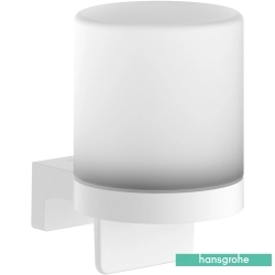 Hansgrohe - Hansgrohe AddStoris S Sıvı Sabunluk, Cam Hazne, Duvara Monte, Satin Beyaz