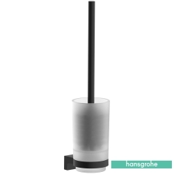Hansgrohe - Hansgrohe AddStoris S Tuvalet Fırçası, Duvara Monte, Cam Hazneli, Satin Siyah