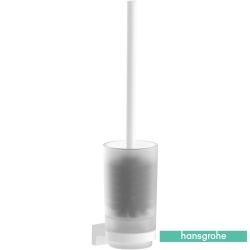 Hansgrohe - Hansgrohe AddStoris S Tuvalet Fırçası, Duvara Monte, Cam Hazneli, Satin Beyaz