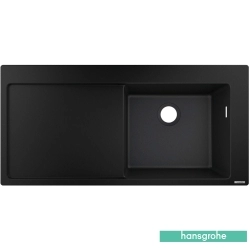 Hansgrohe - Hansgrohe S51 S514-F450 Tek Gözlü Granit Eviye, Grafit Siyah (Sol Damlalıklı)