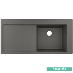 Hansgrohe - Hansgrohe S51 S514-F450 Tek Gözlü Granit Eviye, Taş Gri (Sol Damlalıklı)