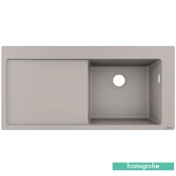 Hansgrohe - Hansgrohe S51 S514-F450 Tek Gözlü Granit Eviye, Beton Gri (Sol Damlalıklı)