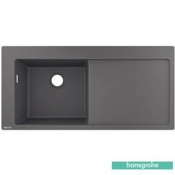 Hansgrohe - Hansgrohe S51 S514-F450 Tek Gözlü Granit Eviye, Taş Gri (Sağ Damlalıklı)